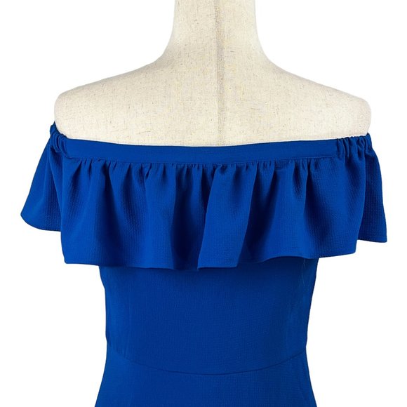 Beautiful! Like New Roz & Ali Royal Blue Off Shoulder Dress Size 2P - Picture 6 of 9